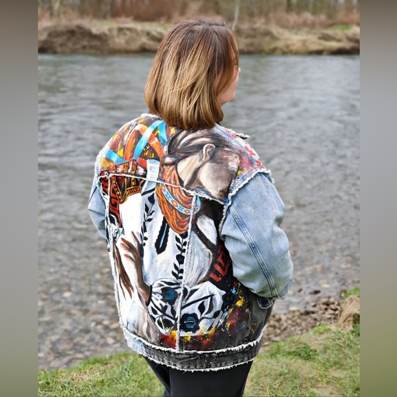 Hand painted Any Your Idea Custom Denim/Leather Jacket Bag Shoes - Picture 4 of 16